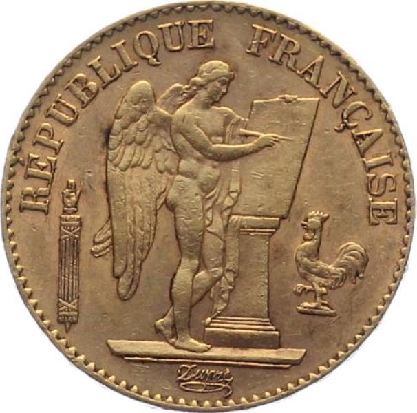 Frankreich 20 Francs 1895 A - Genius & kleiner Hahn